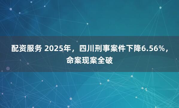 配资服务 2025年，四川刑事案件下降6.56%，命案现案全破